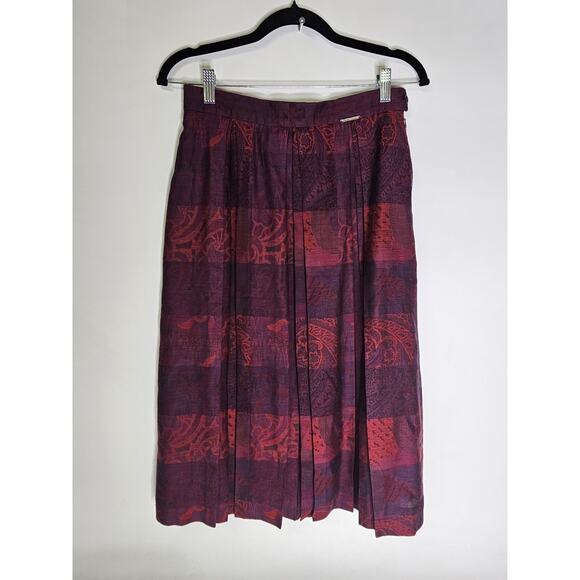 Vintage Geiger of Austria -Pleated Midi Skirt - Wool Burgundy -Size M 40 - Picture 1 of 5